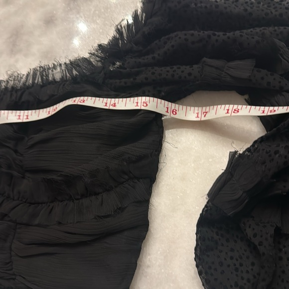 ASOS D E S I G N black chiffon crop balloon ruffle mixed print made in India 4 - Picture 9 of 13